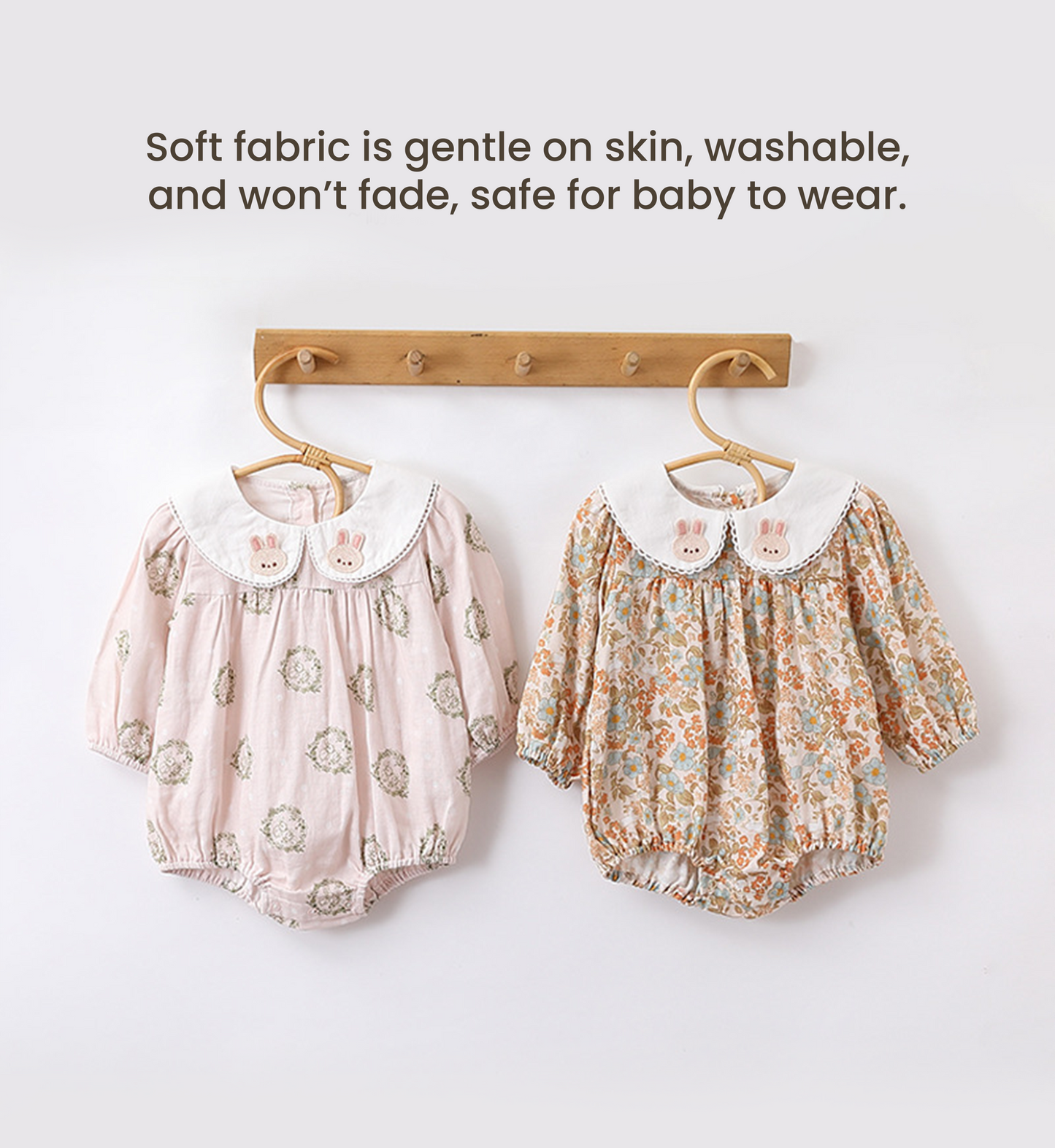 Floral organic cotton long sleeved girl romper