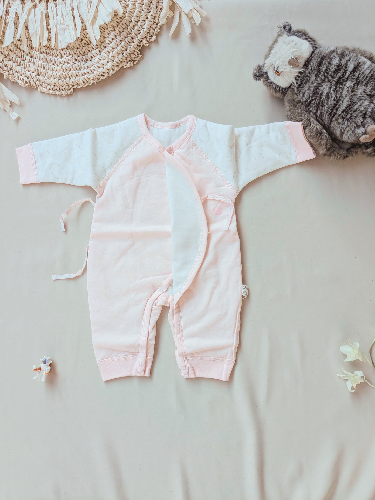 Organic cotton lace up robe jumpsuit