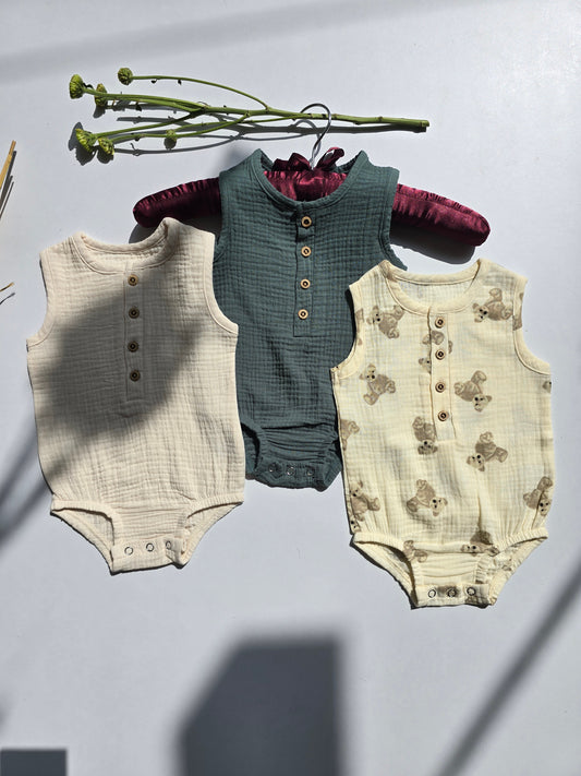 Zidsummer Muslin wooden button romper