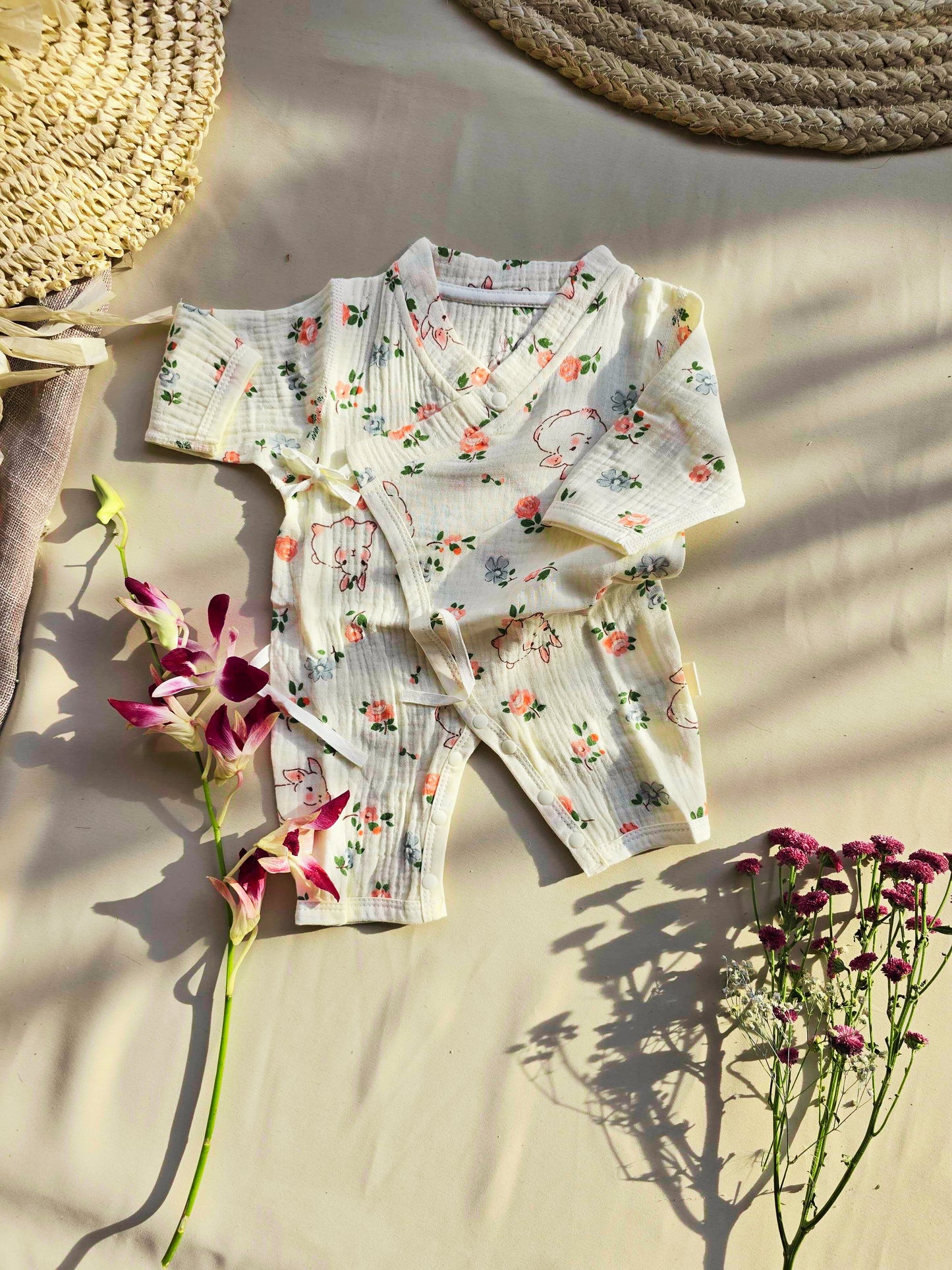 Muslin double layer gauze hygroscopic kimono Jumpsuit