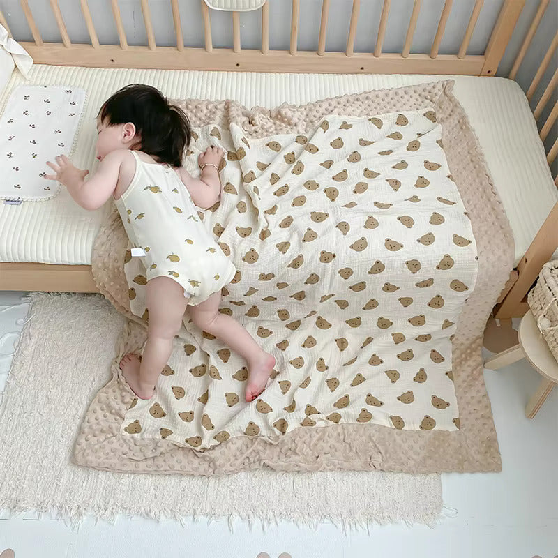 ZidSoft 100% Cotton Quilt Blanket with Mink Dots
