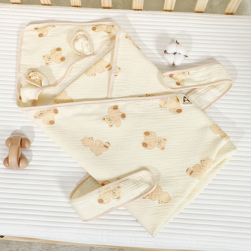 Muslin belted 100% Cotton ZidEase Swaddle/Towel with bunny hood