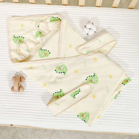 Muslin belted 100% Cotton ZidEase Swaddle/Towel with bunny hood