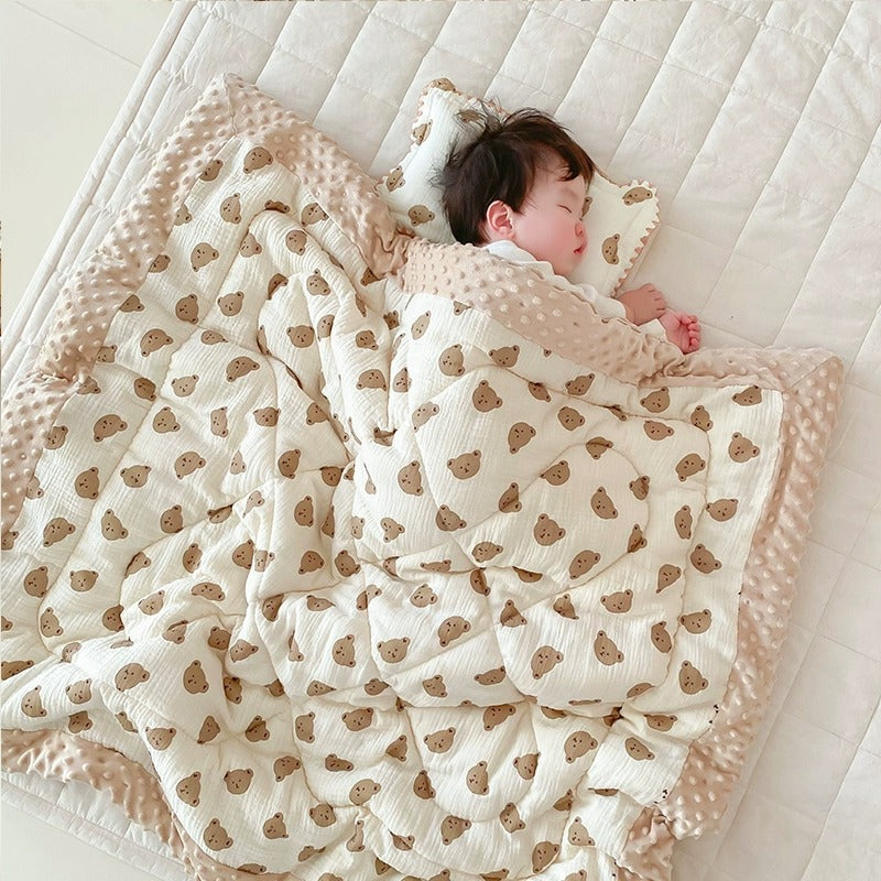 ZidSoft 100% Cotton Quilt Blanket with Mink Dots