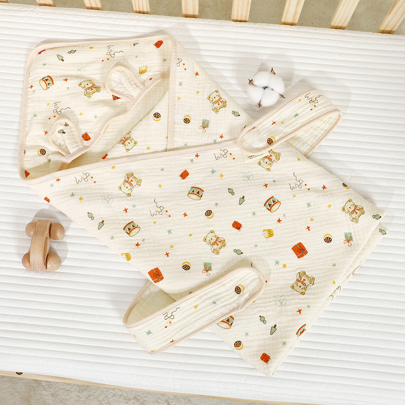 Muslin belted 100% Cotton ZidEase Swaddle/Towel with bunny hood