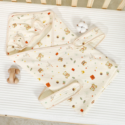 Muslin belted 100% Cotton ZidEase Swaddle/Towel with bunny hood