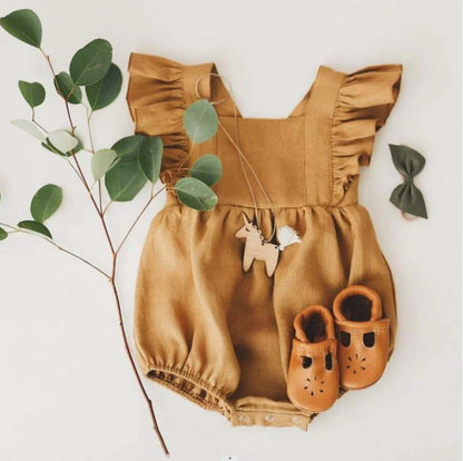 Zidkhadi Cotton Linen Flare sleeves Romper