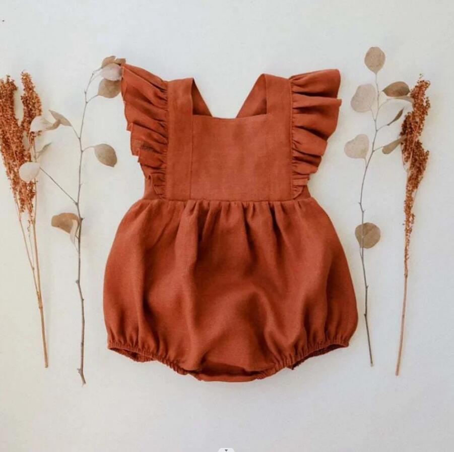 Zidkhadi Cotton Linen Flare sleeves Romper