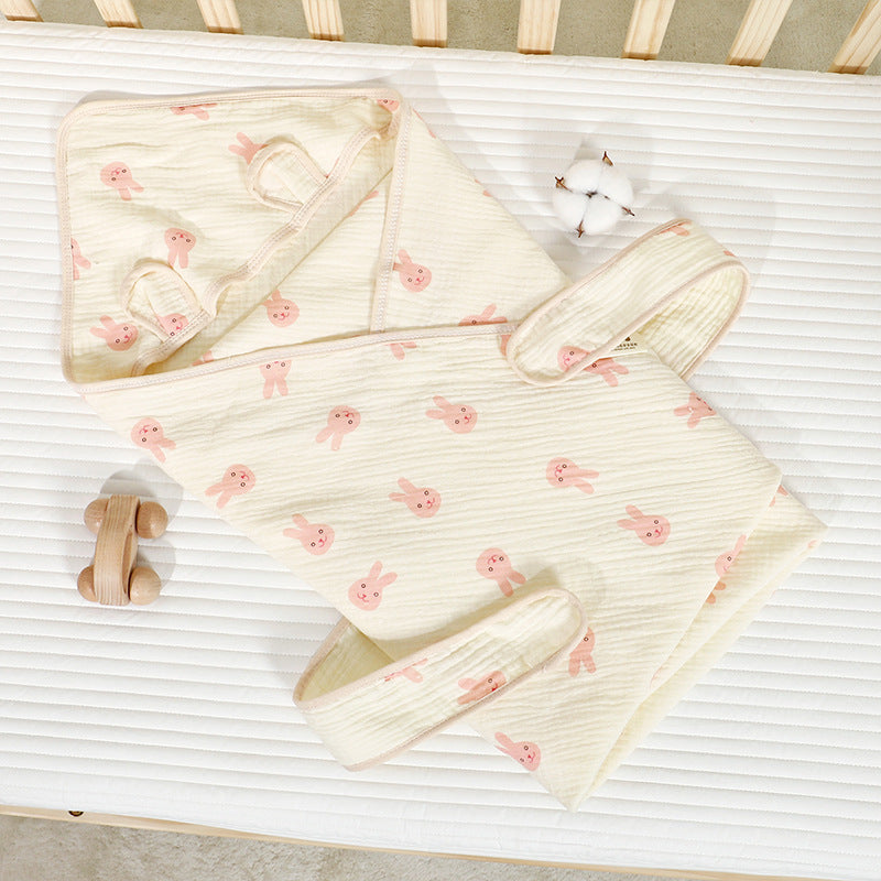 Muslin belted 100% Cotton ZidEase Swaddle/Towel with bunny hood