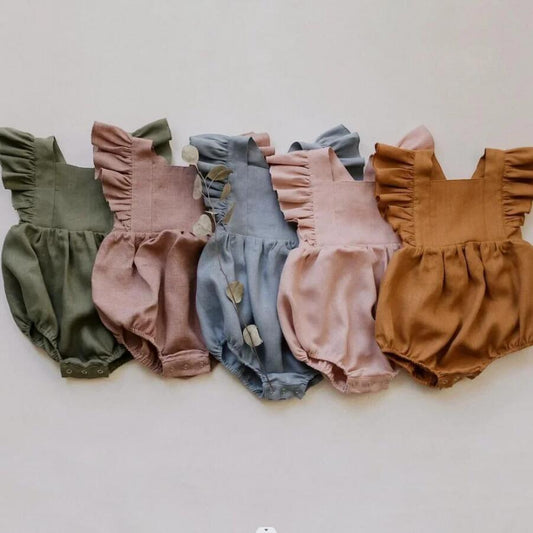 Zidkhadi Cotton Linen Flare sleeves Romper