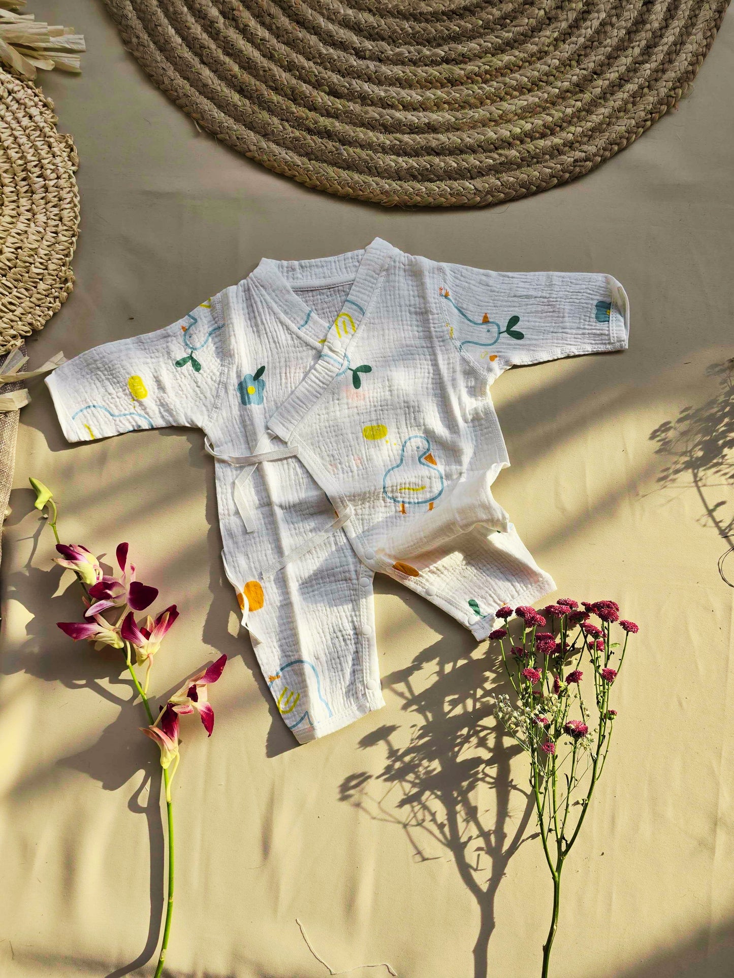 Muslin double layer gauze hygroscopic kimono Jumpsuit