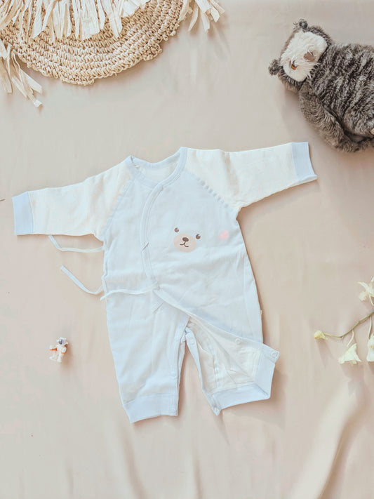Organic cotton lace up robe jumpsuit