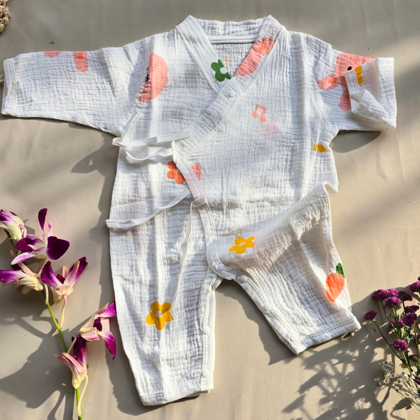 Muslin double layer gauze hygroscopic kimono Jumpsuit